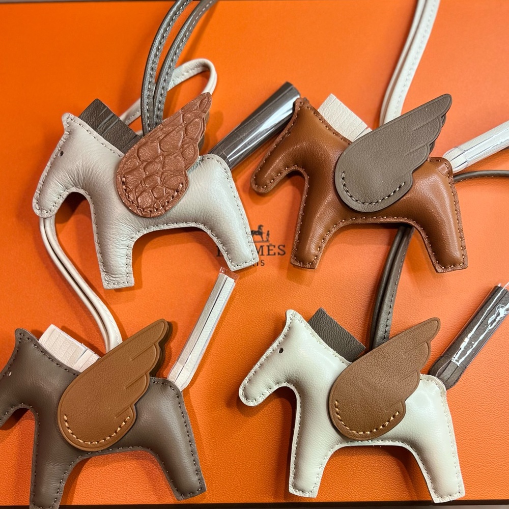 Tan and Brown Leather Horse Pegasus Bag Charm